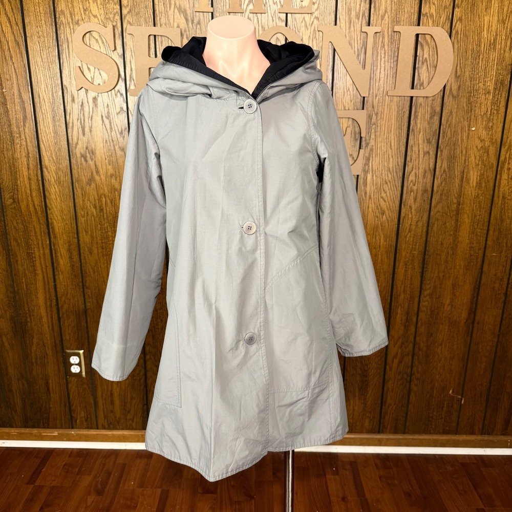 Black & Gray Reversible Hooded Rain Coat Eileen Fisher S Gorpcore Sporty Jacket